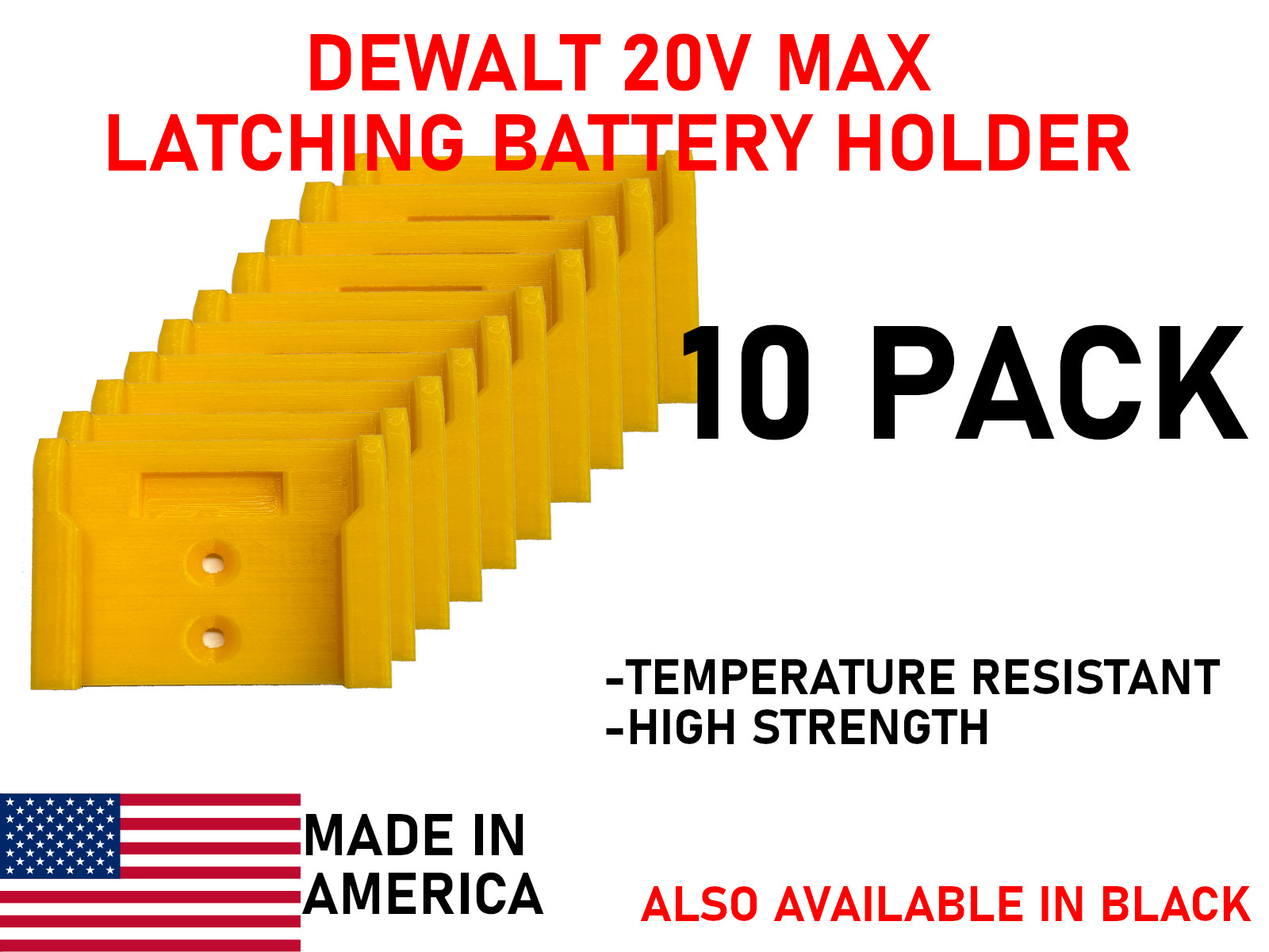 Dewalt 20V latching Battery Wall Mount Holder [10 pack] Garage/Trailer Organizer