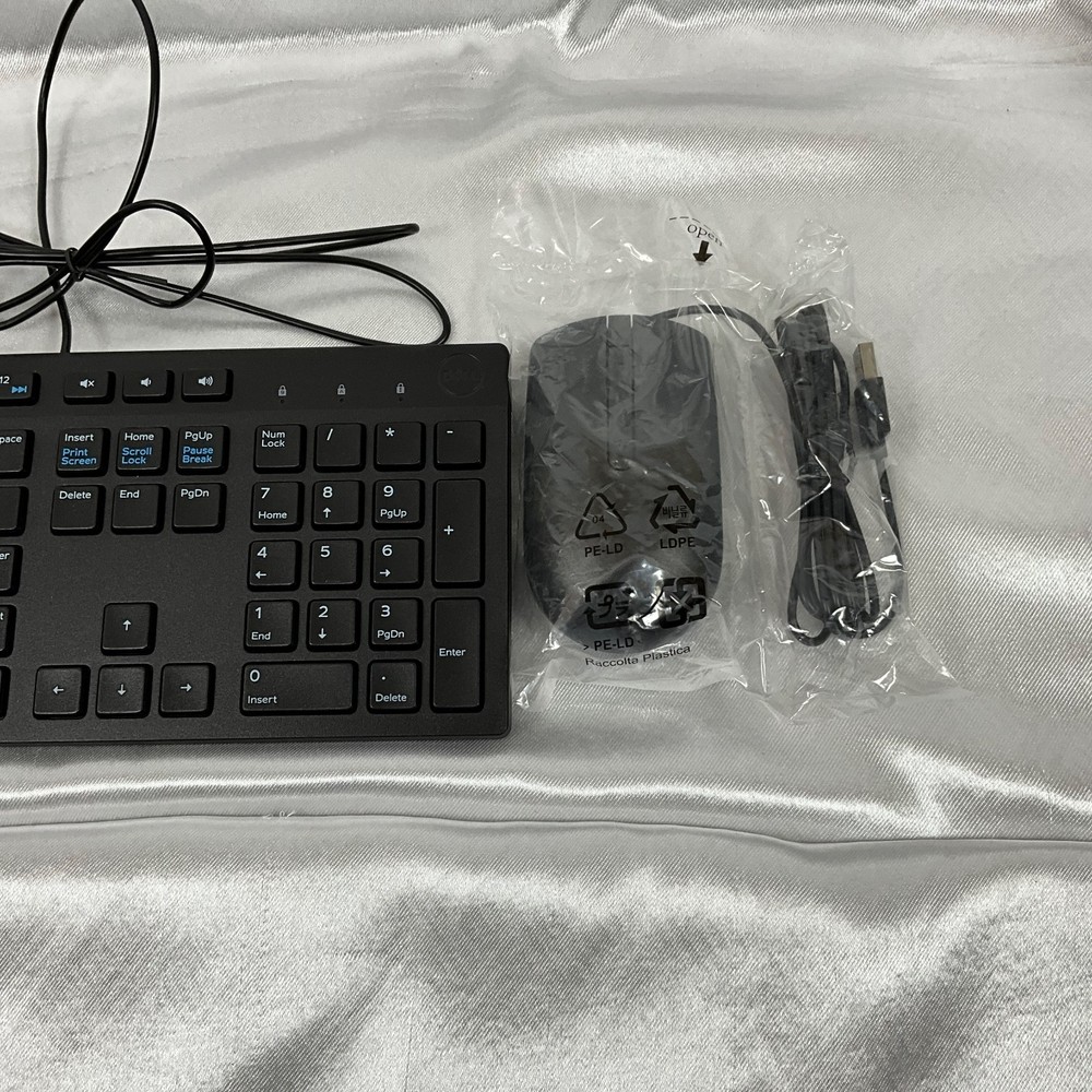 Dell Wired Keyboard & Mouse Combo USB Set New Open Box Plug & Play Office PC