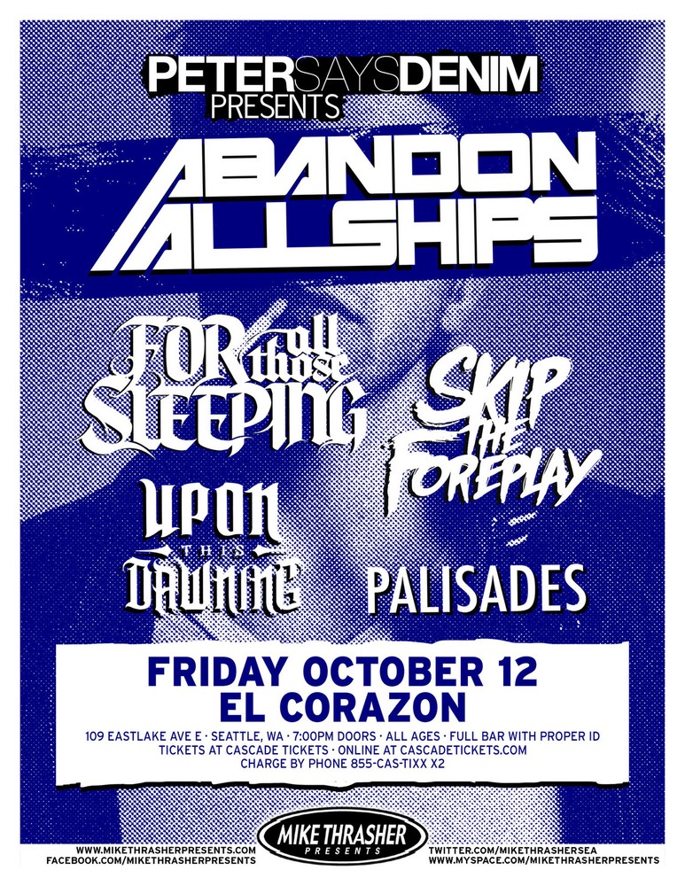 ABANDON ALL SHIPS 2012 SEATTLE CONCERT TOUR POSTER - Metalcore Music