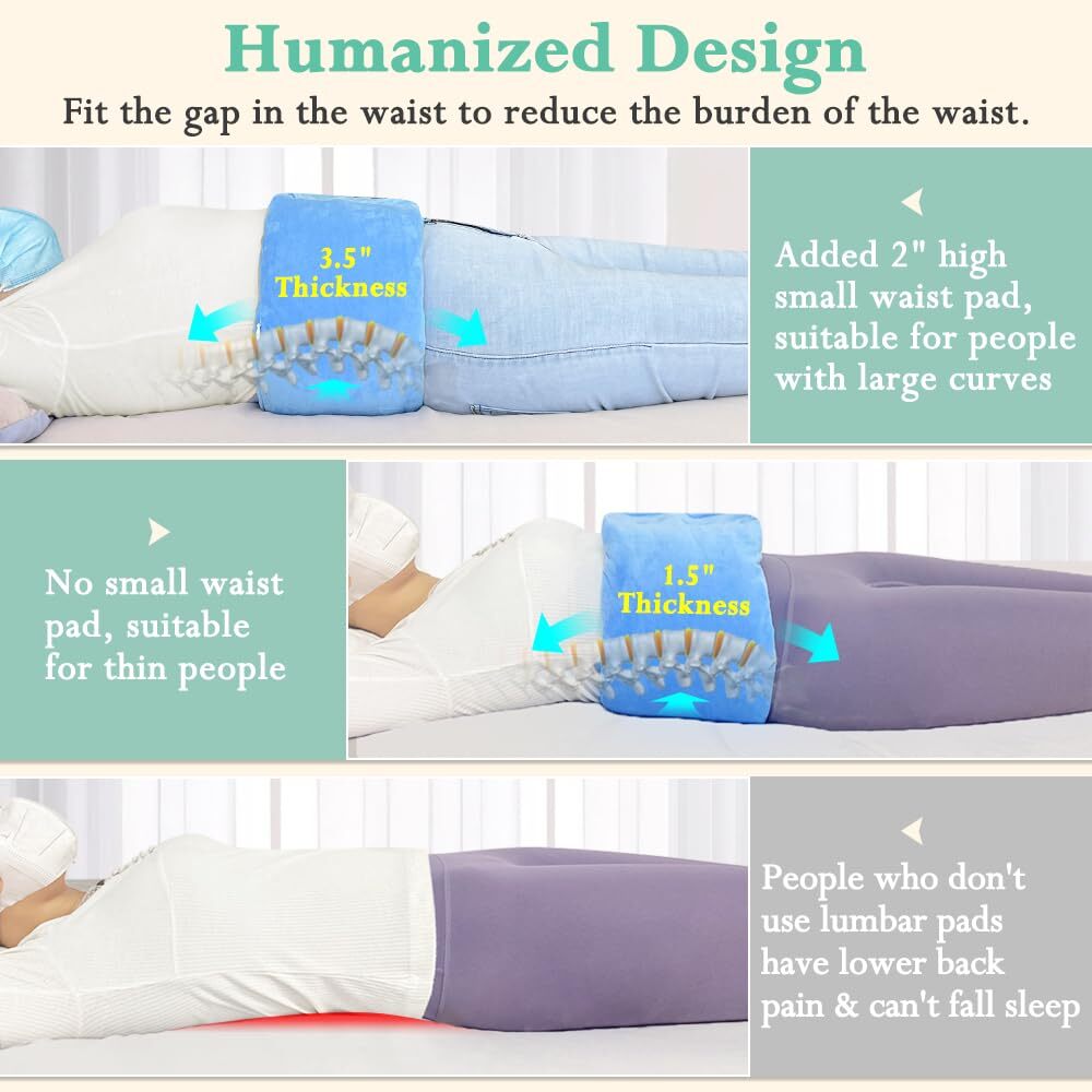 Lumbar Support Pillow for Sleeping Lower Back Sciatic Nerve Pain Relief