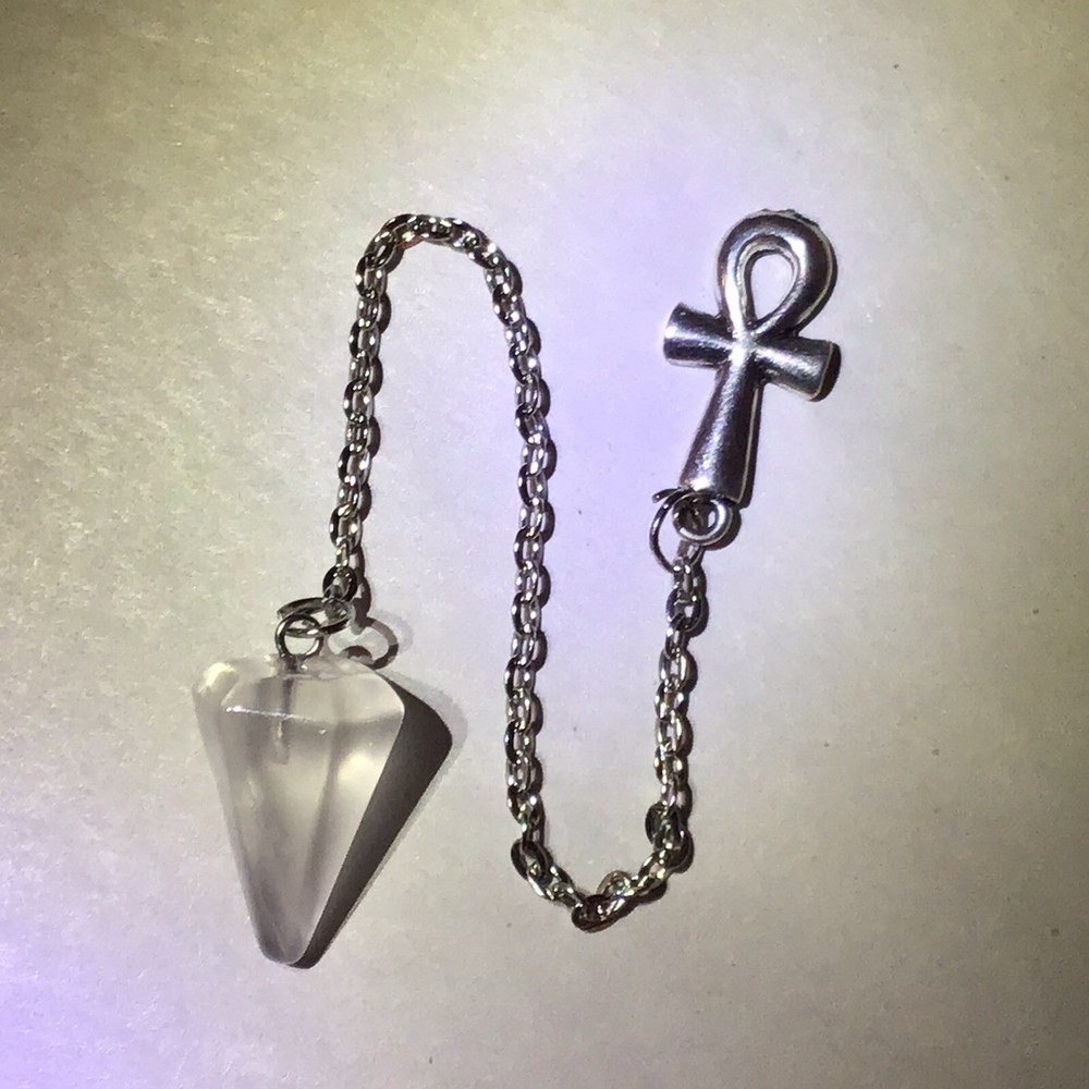 7” EGYPTIAN ANKH QUARTZ CRYSTAL DOWSING DIVINING PENDULUM Wicca witch Egypt