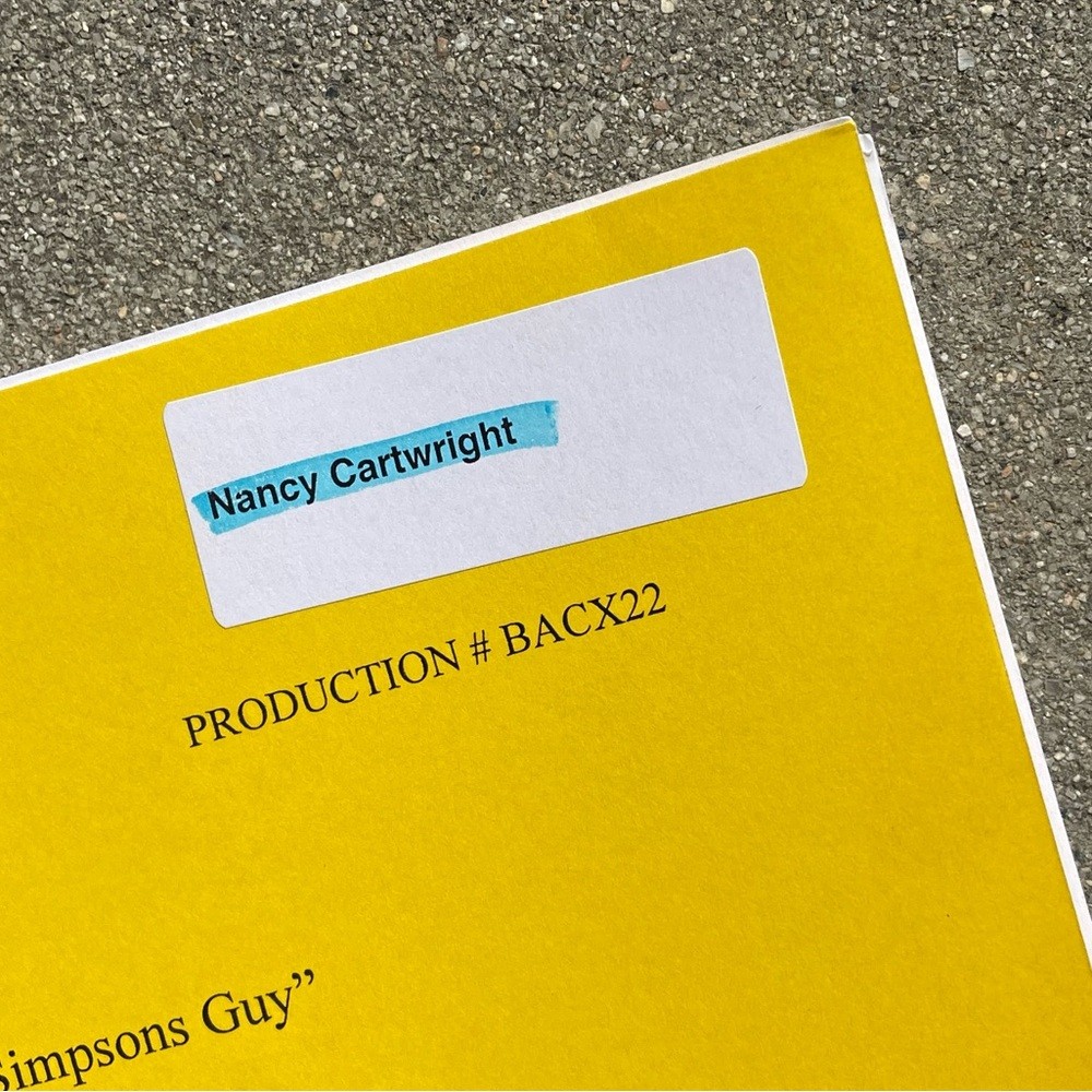 Family Guy Nancy Cartwright Bart Simpson 2013 Simpsons Used Table Draft Script