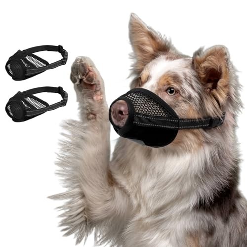2 Pack Adjustable Dog Muzzle for Large Dogs - Breathable Soft Mesh, Anti-Biting,