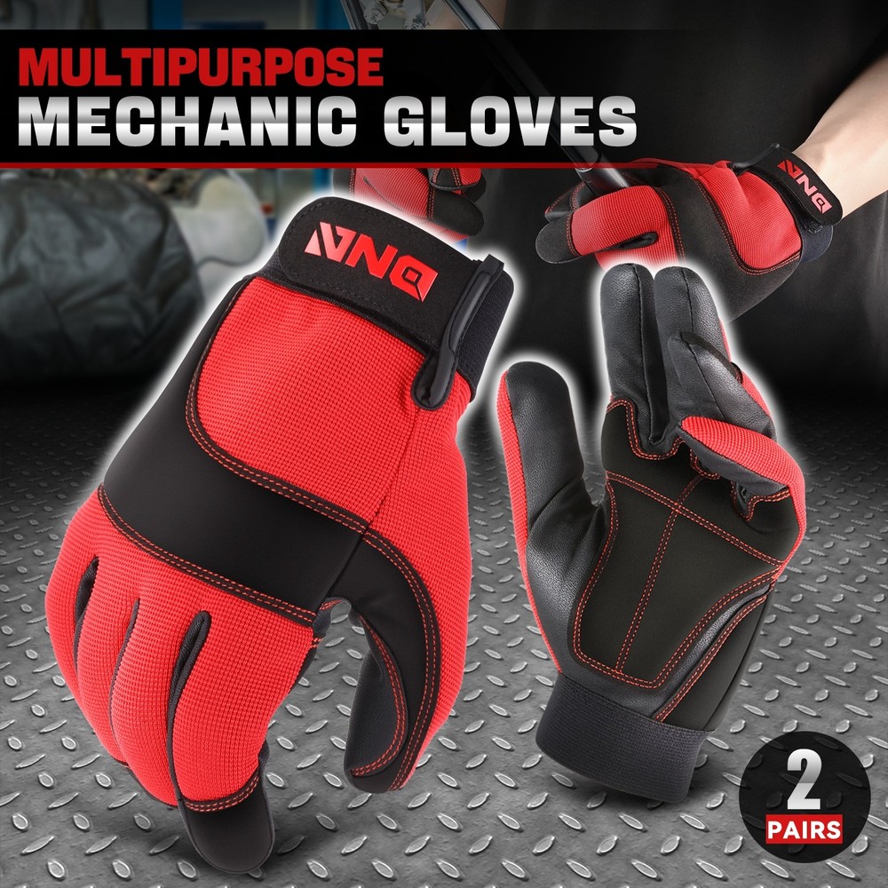 [2 Pair]Multi-Purpose Construction Gardening Utility Mechanic Work Gloves Red