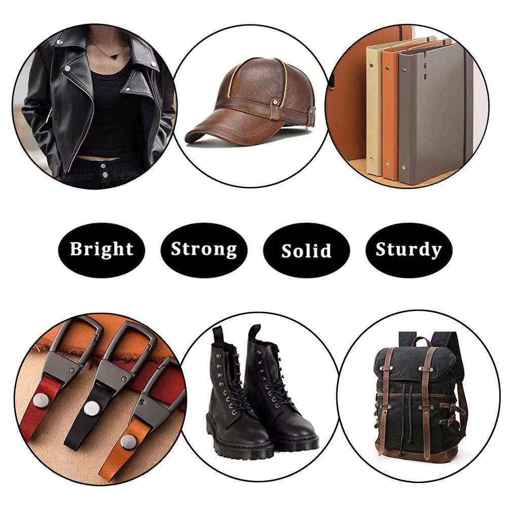 90 Sets Chicago Screws Leather Rivets Assorted Kit M5 6 Sizes Silver