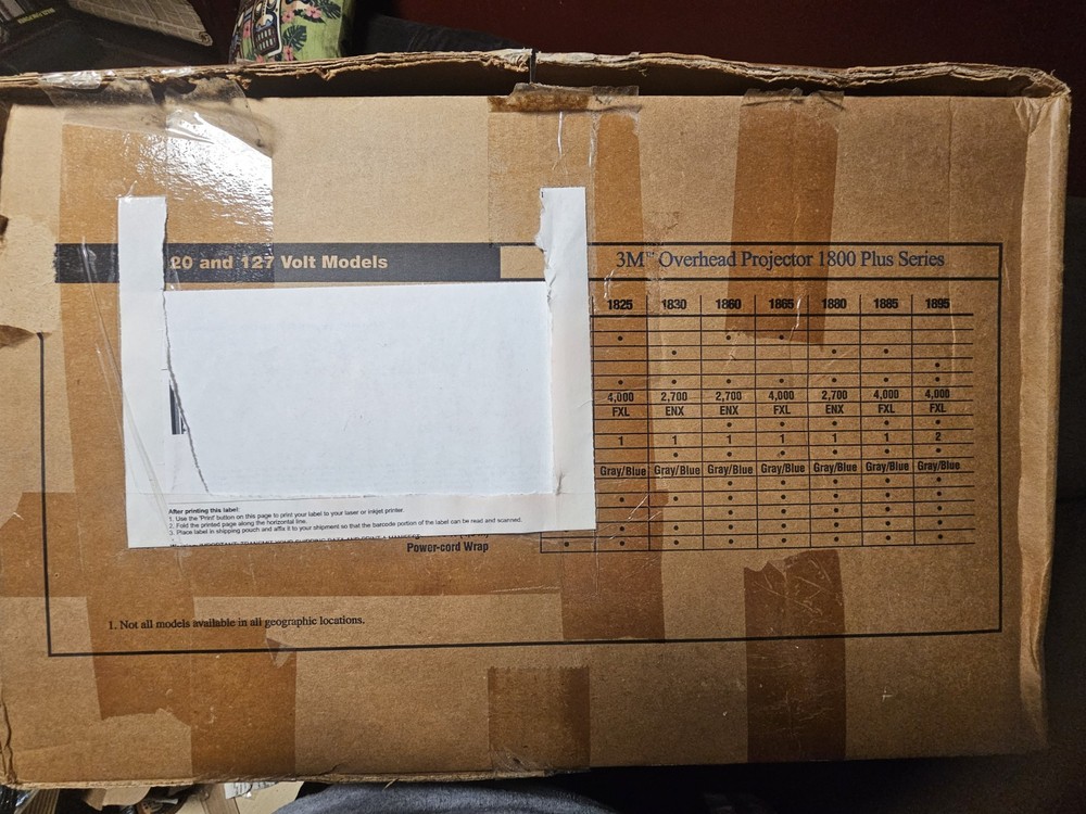 3M 1800 Overhead Projector Model 1880 - Open Box, Untested