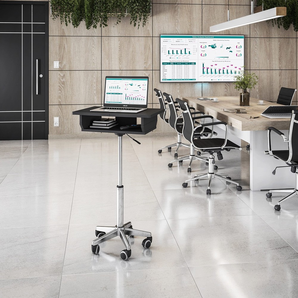 Techni Mobili Rolling Laptop Stand Extendable Panels Adjustable Height