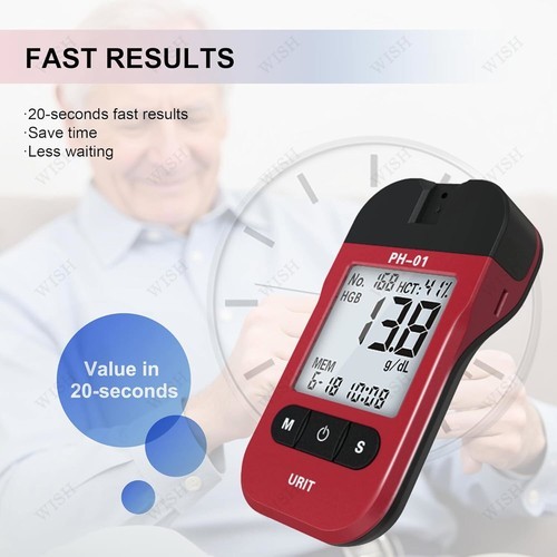 URIT Hemoglobin Analyzer Fast HB Testing Kit with 75 Test Strips Anemia test