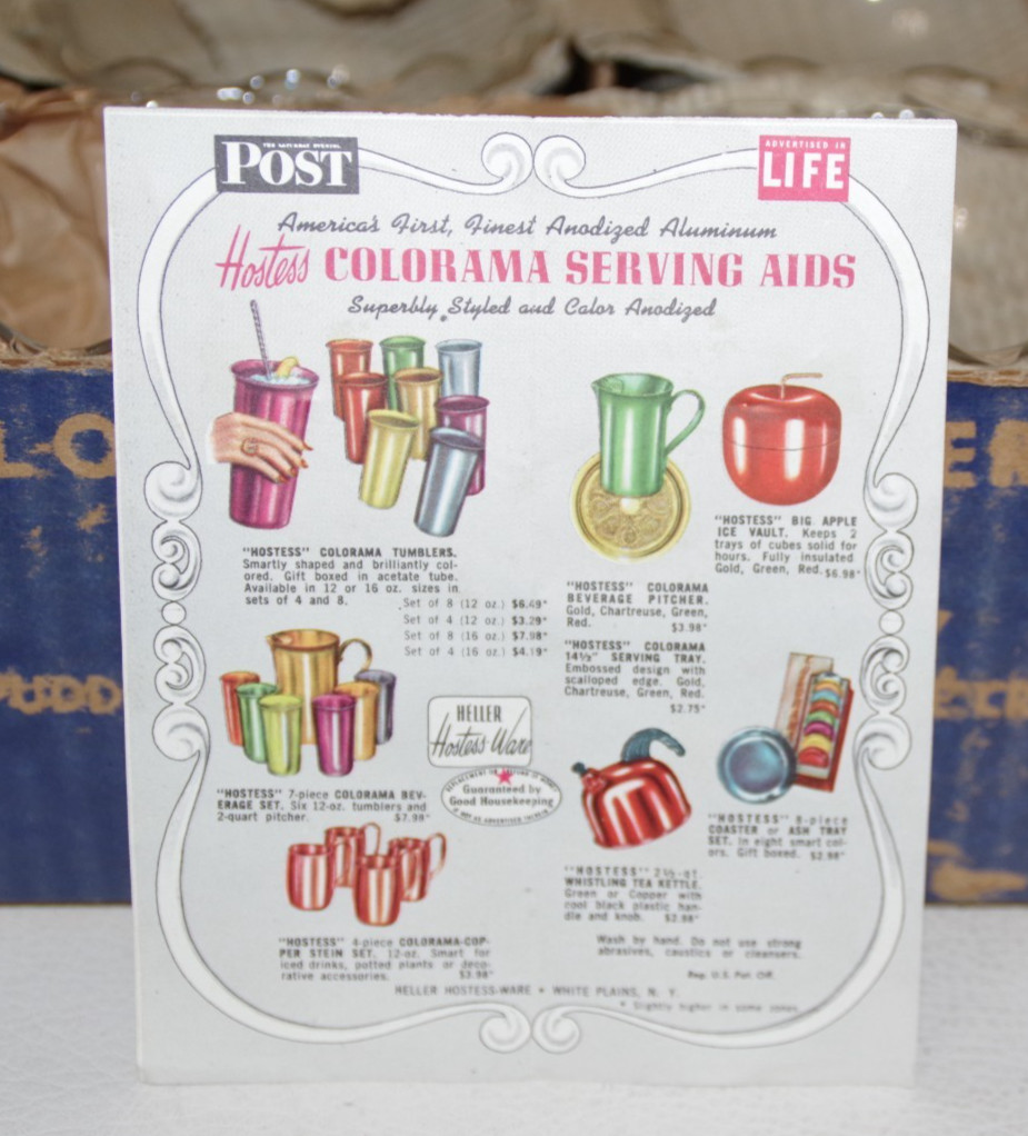 MCM SET 8 PC COLORAMA SHERBERT SET ORIG STORE DISPLAY BOX EXC. NOS ALUMINUM