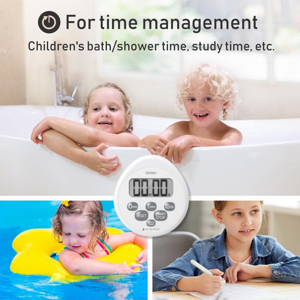 Digital Timer Water Proof Shower Timer Shower Clock Bathroom Magnetic Backing...
