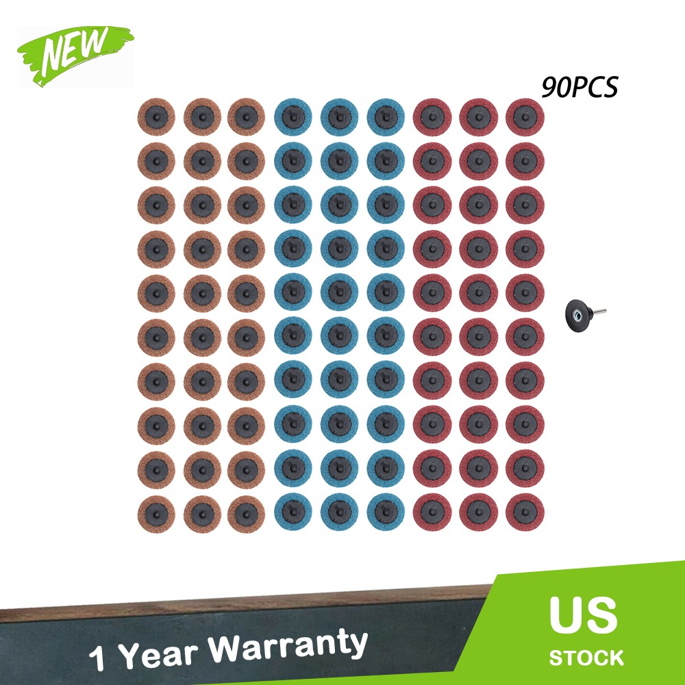 2 Inch Fine Medium and Coarse Quick Change Torque Sanding Discs Set - 90 Pack
