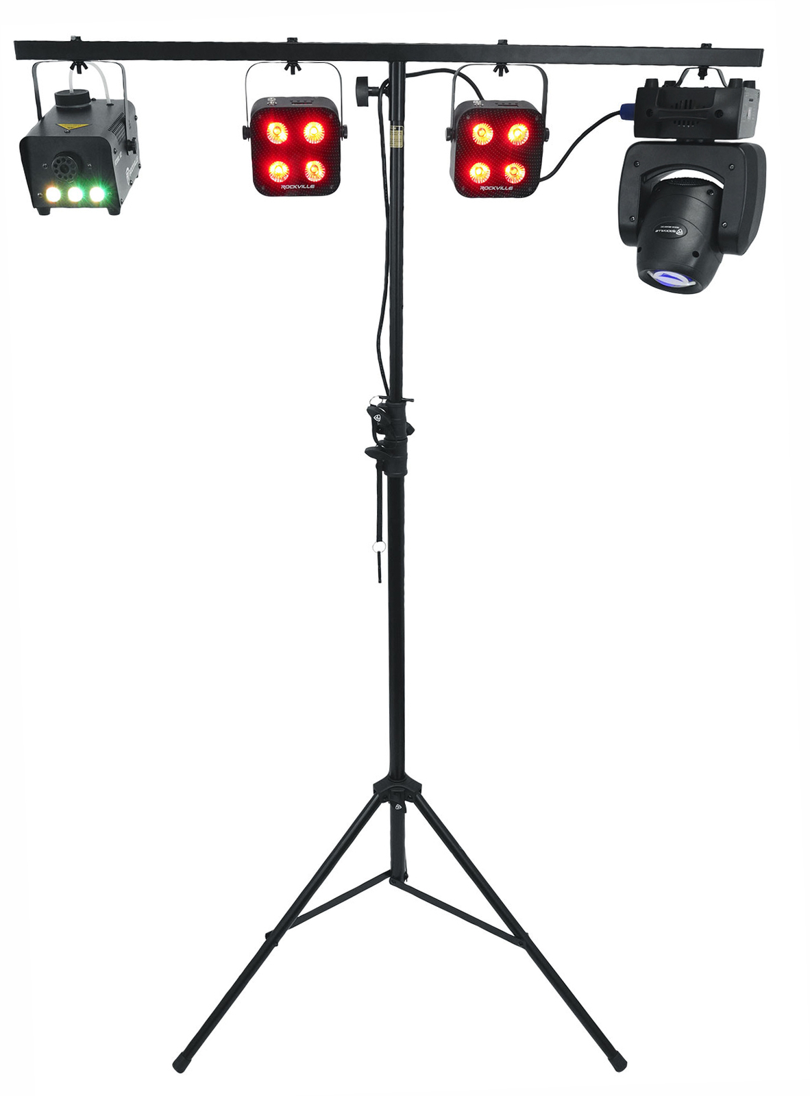Rockville RVLS60 9 Foot Tall Portable Tripod DJ Lighting Stand T-Bar+Padded Bag