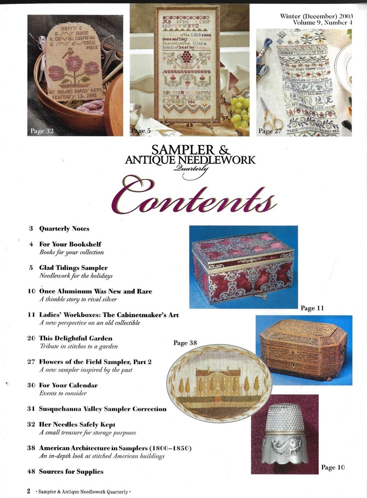 Sampler & Antique Needlework Quarterly Magazine -Winter 2003