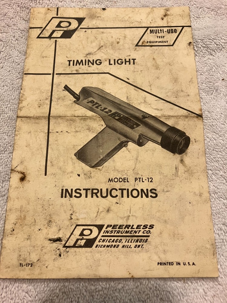 Peerless Timing Light PTL-12 Instruction Booklet