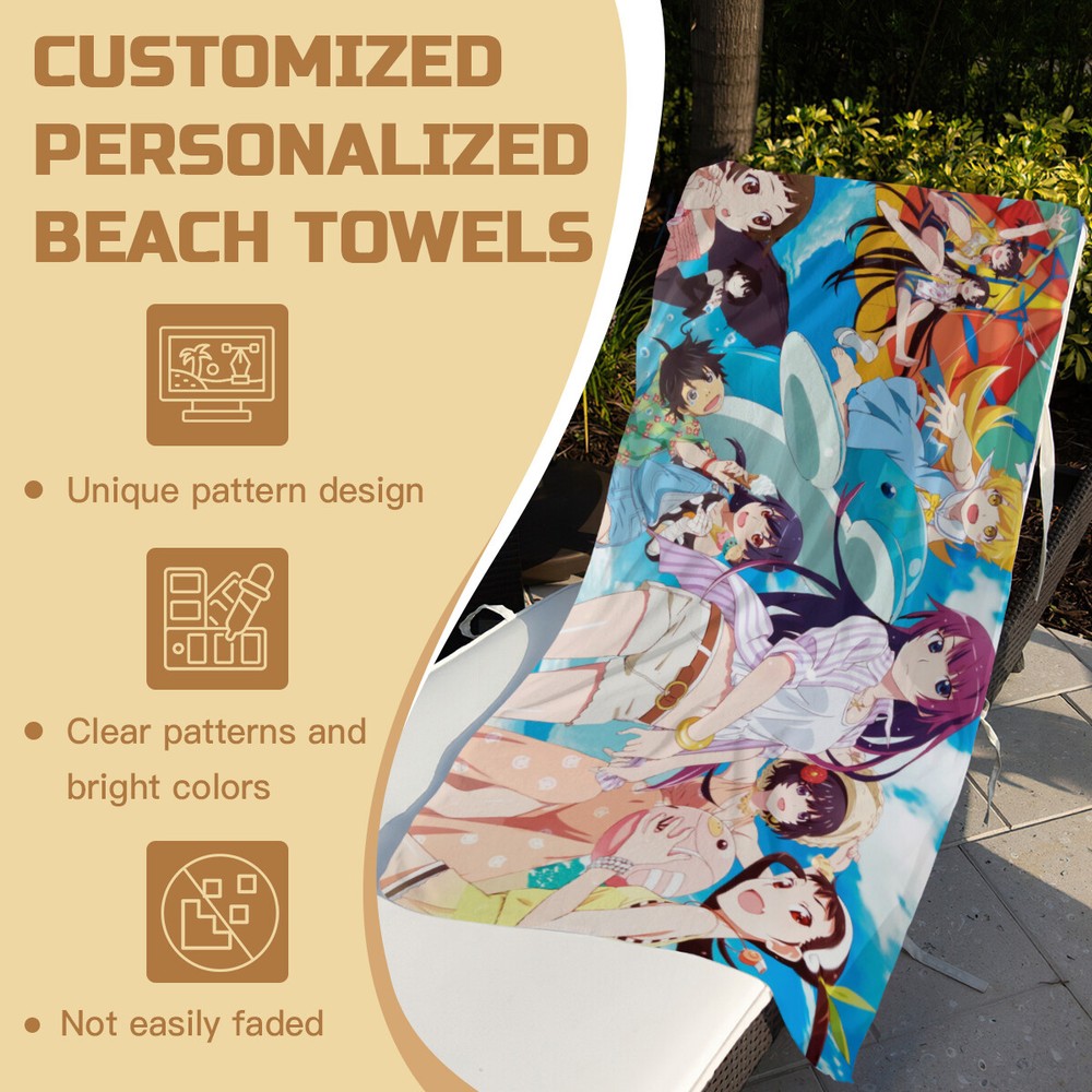 Bakemonogatari Beach Towel 30"x60" Quick Drying Microfiber Pool Towel Gift