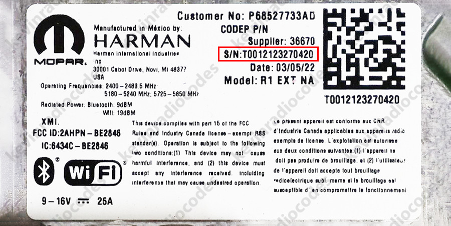 ✅DODGE RADIO DECODE PIN CODE RAM CHALLENGER CHARGER DURANGO LARGE CARAVAN✅