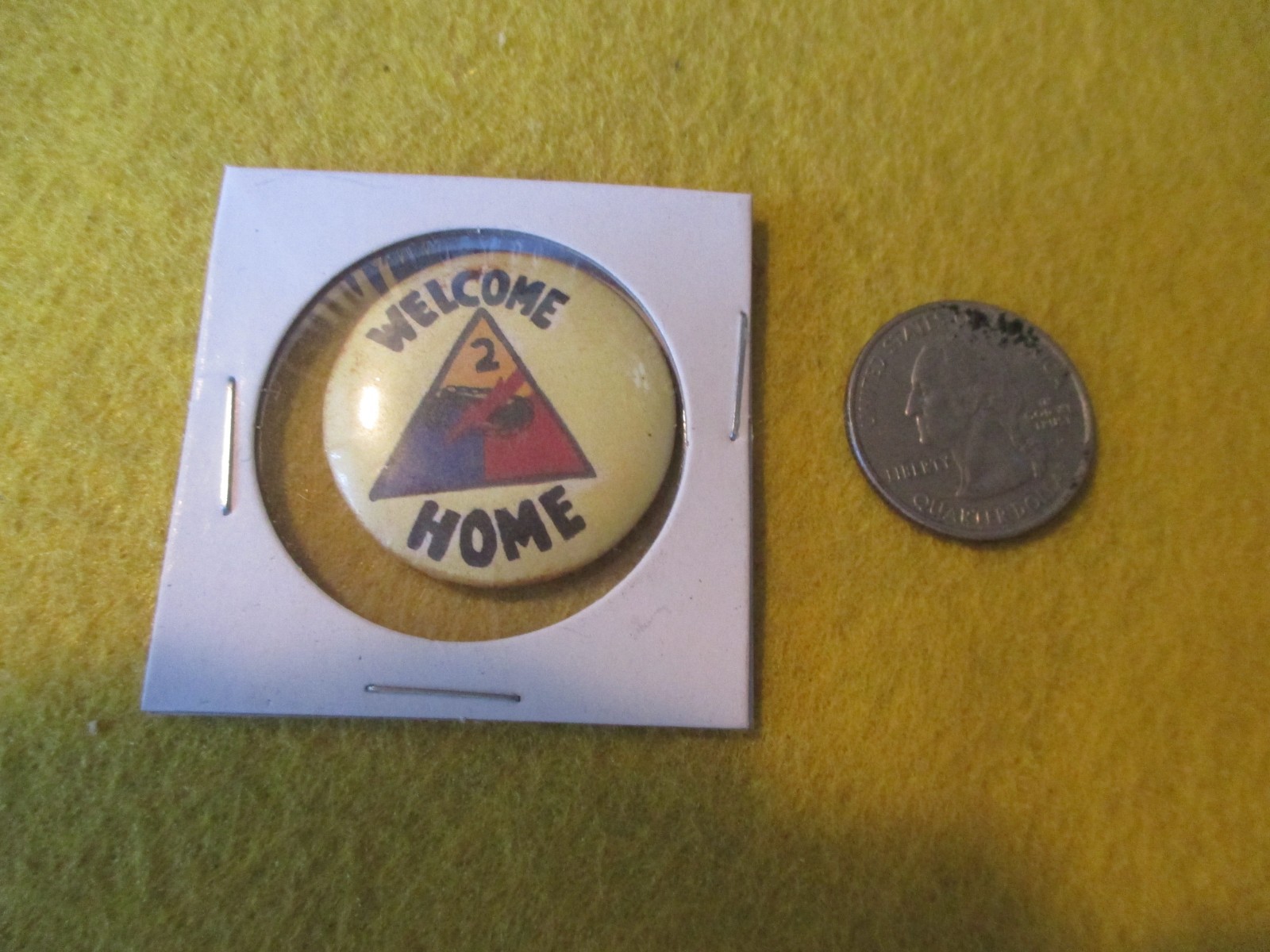 ORIGINAL WWII HOMEFRONT USA 2 ND ARMORED DIVISION WELCOME HOME PIN