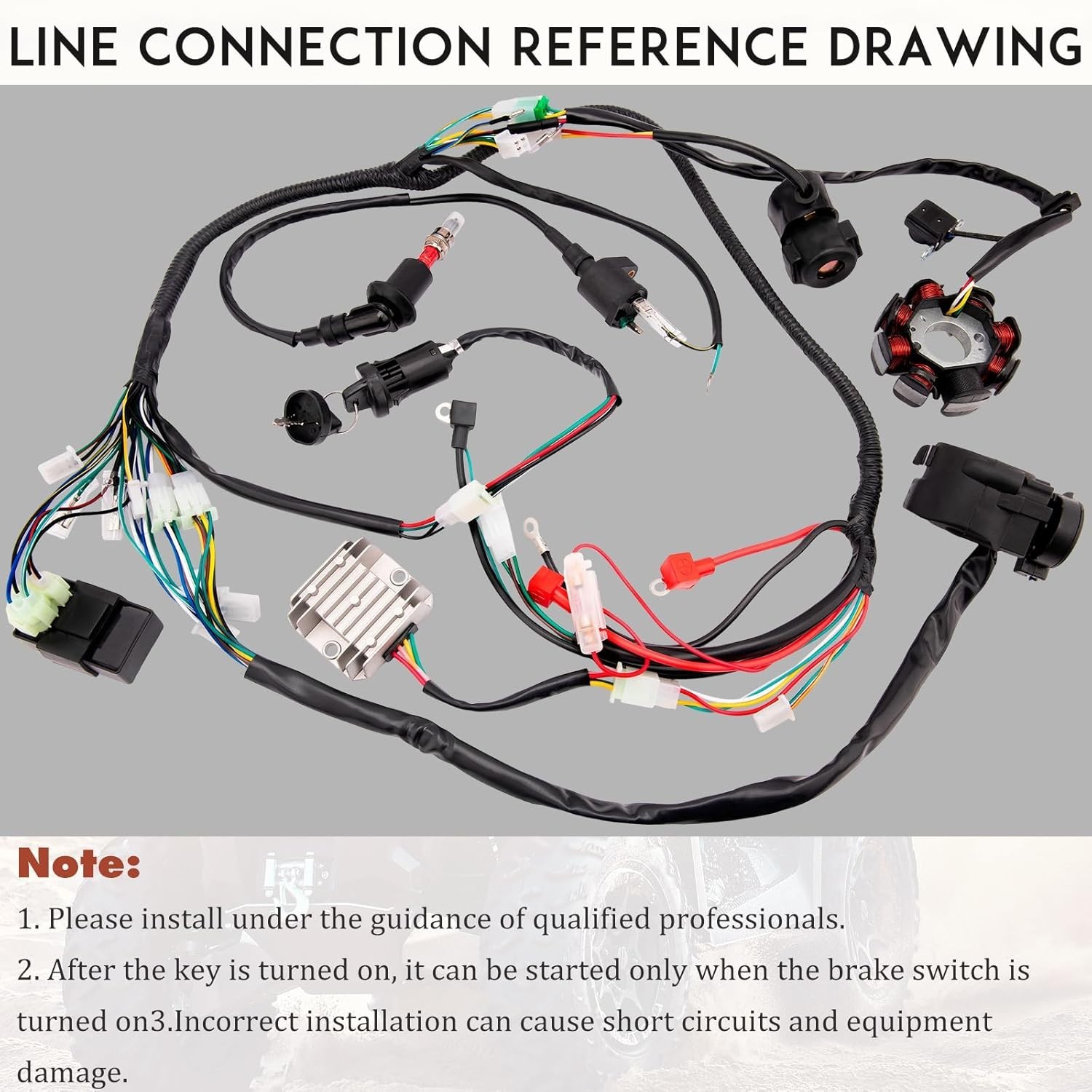 150CC 200CC 250CC ATV Quad Go Kart Dirt Bikes Universal Total Wiring Harness Kit