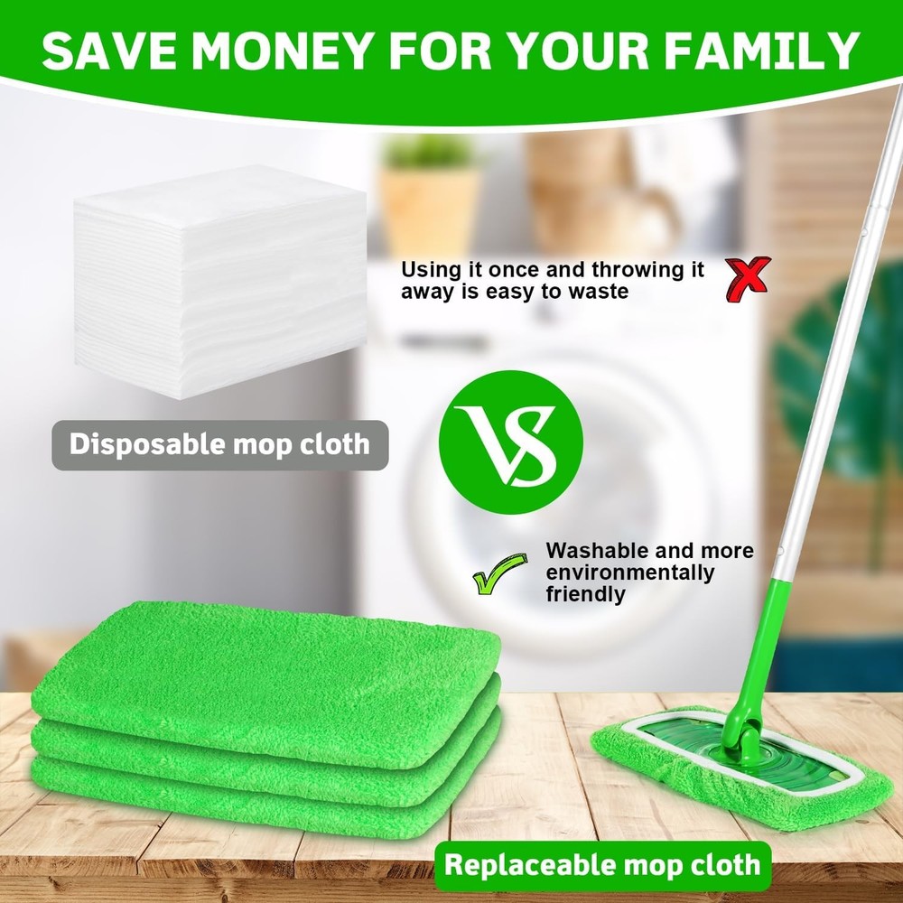 🔥 8 Pack Reusable Microfiber Mop Pads Compatible with Swiffer Sweeper Washable