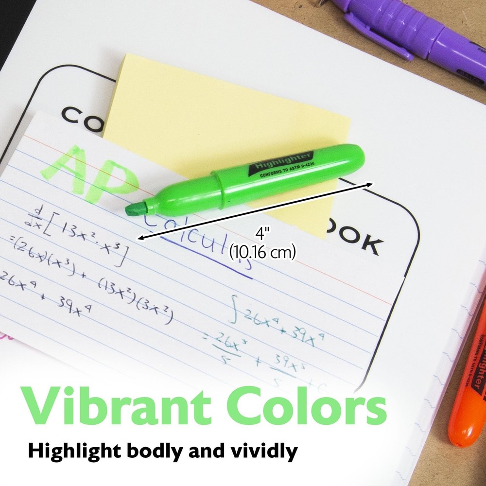 BAZIC Mini Highlighter Pen Assorted Color, Chisel Tip Broad Fine Line Highlig...