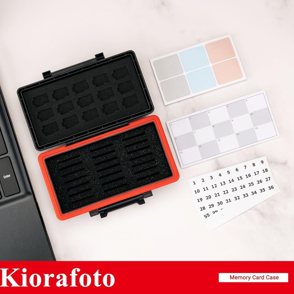 Durable Vertical Memory Card Organizer - Holds 36 Cards, Includes Stickers