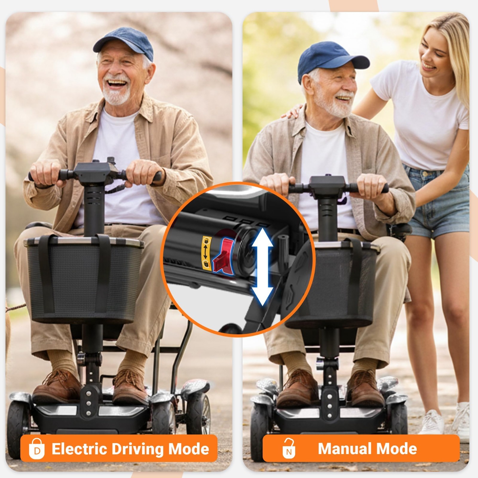 38LBS Foldable 4 Wheel Mobility Scooter for Seniors Lightweight Airline Approved