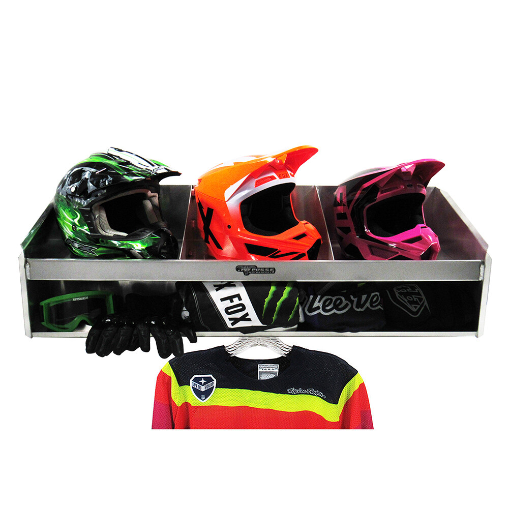 Pit Posse Helmet Bay Storage Holder Rack Aluminum Trailer Organizer- USA made