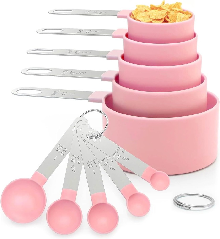 Measuring Cups and Spoons Set, 10 Pieces Stackable Measure Tools with Stainless