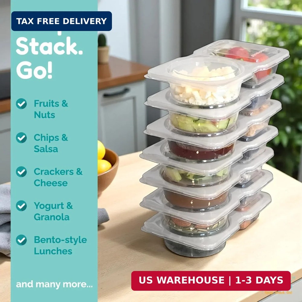 Reusable Snack Containers with Lids 20 Pack (40 Pieces) Portion control, Snack P