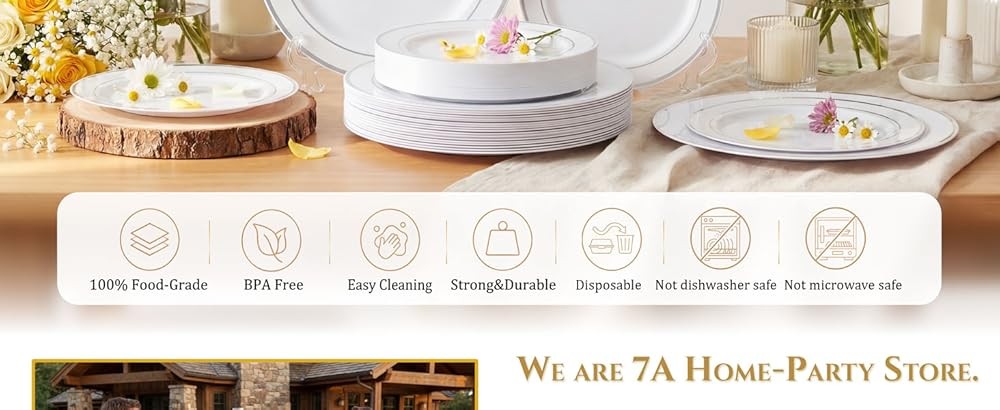Sier Plastic Dinnerware Set - Sier Plates Disposable Lace Design