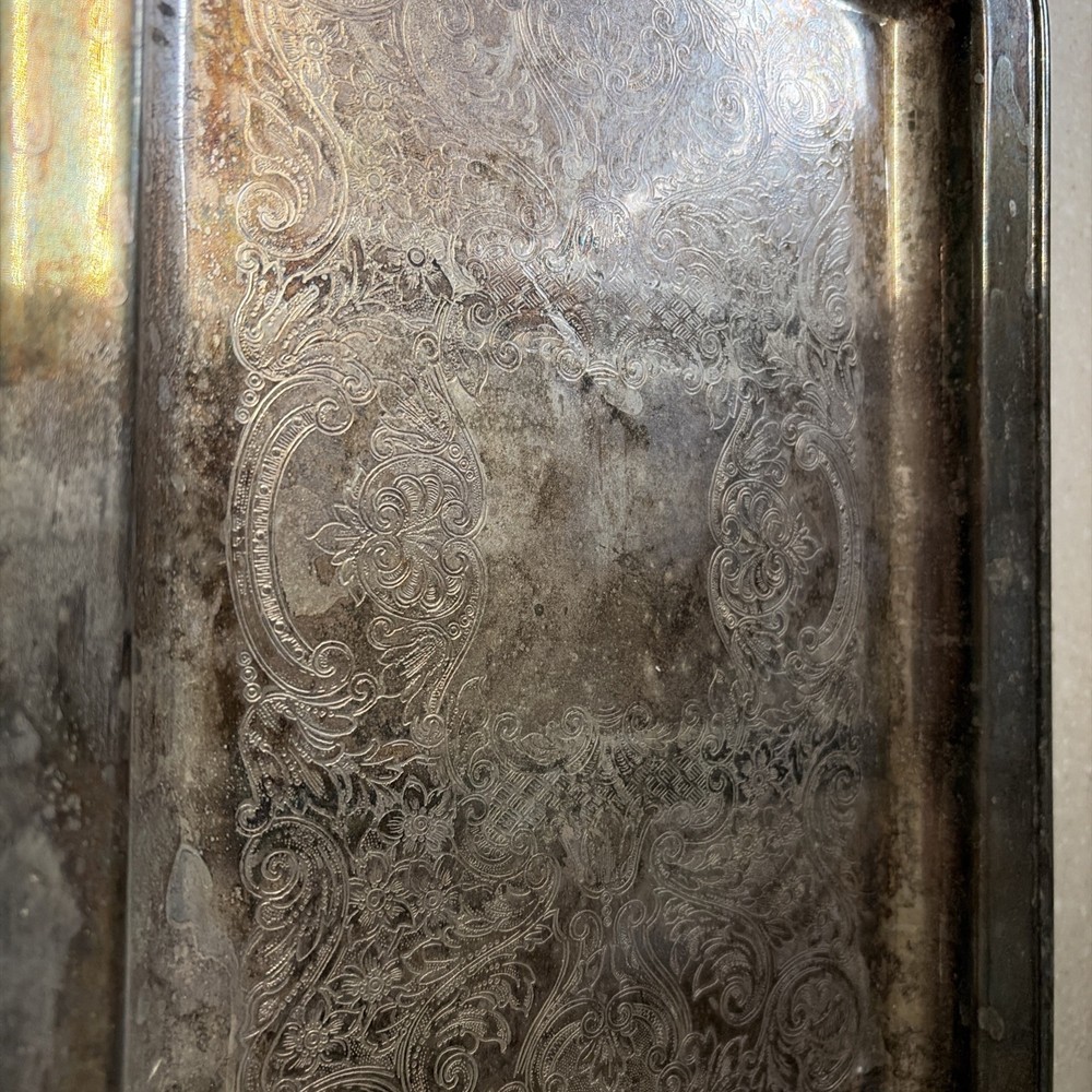 VINTAGE Silverplate Serving Tray LEONARD 1970's NICE KITCHEN DECOR V1