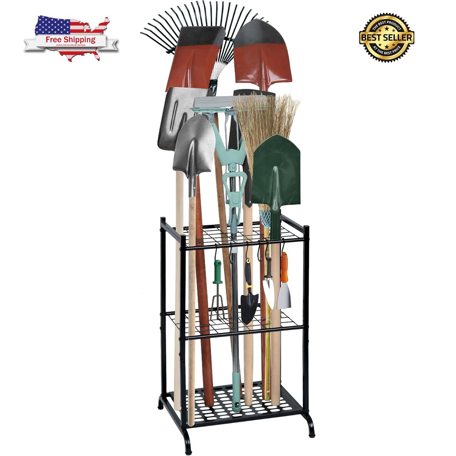 3 Tier Garden Tool Rack Organizer, Heavy Duty For Long Tools, Garage Storage ***