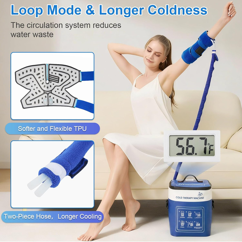 Ice Machine for Elbow, Portable Quiet Cold Therapy Machine with Timer, Adjustabl