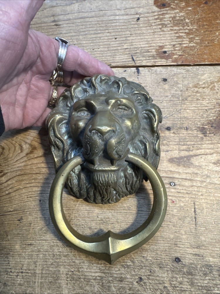 Solid Brass Lion Head Door Knocker