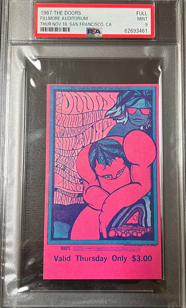 🔥 1967 The Doors Fillmore Auditorium Thur Nov 16 San Francisco CA PSA Mint 9