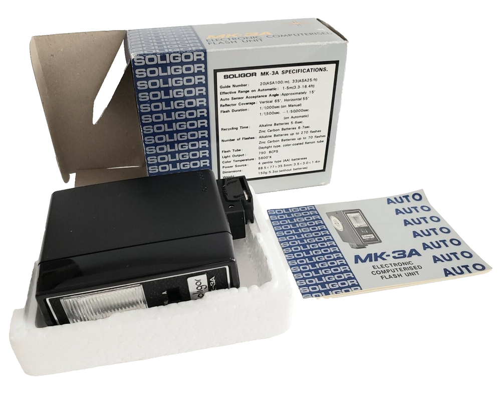 Vintage SOLIGOR MK3A Electronic Computerized Flash - Works w any Hot Shoe Camera