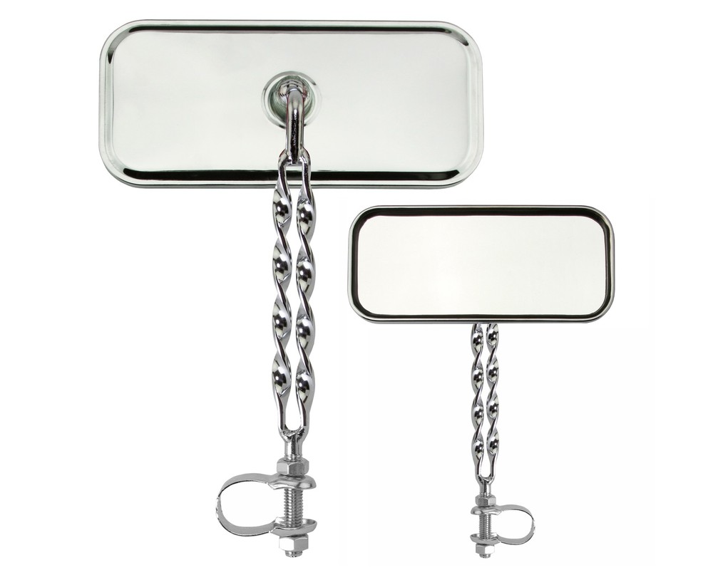 Two Bike Rectangle Double Flat Twisted Mirror All Chrome.