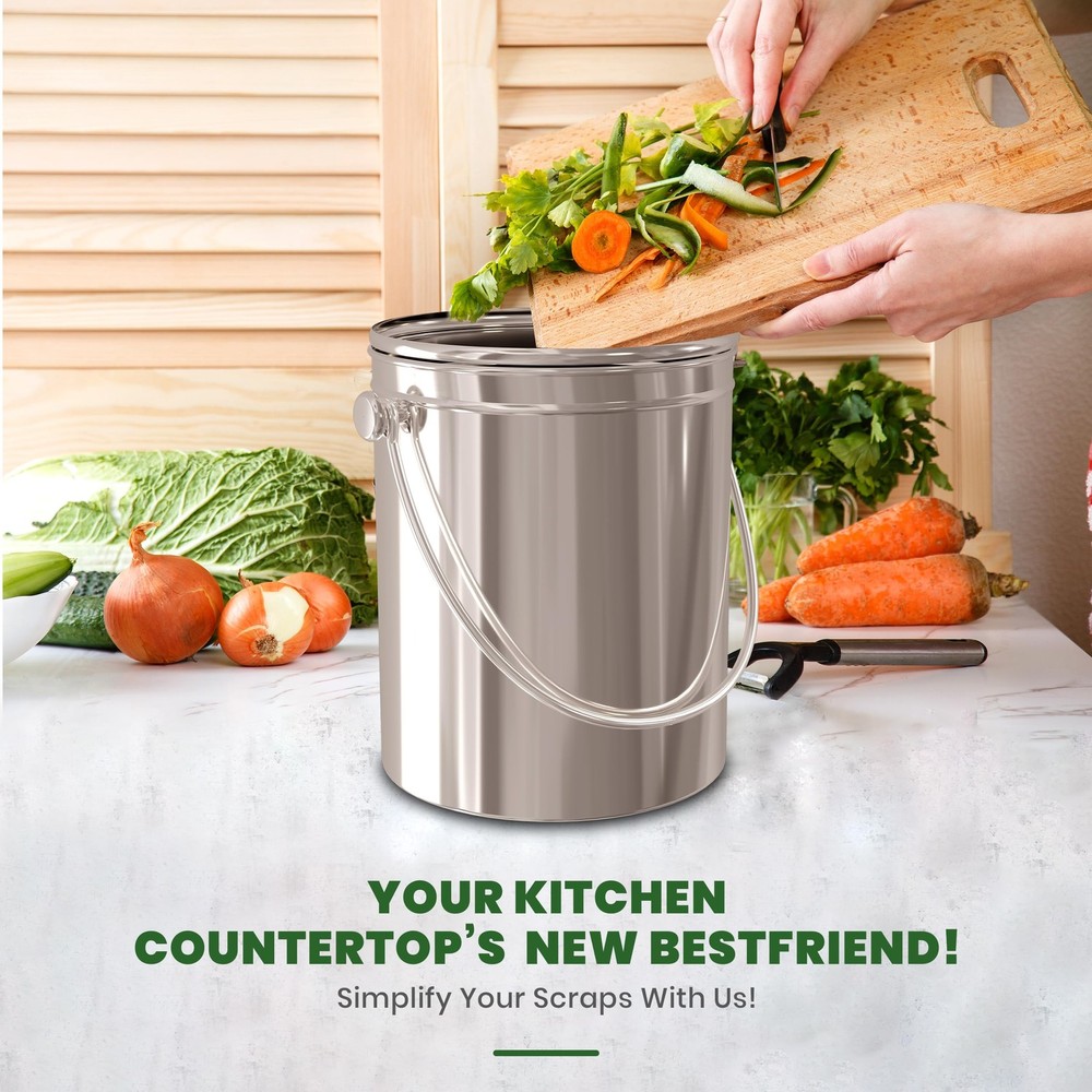 Kitchen Compost Bin for Kitchen Countertop - 1.3 Gallon Compost Bucket