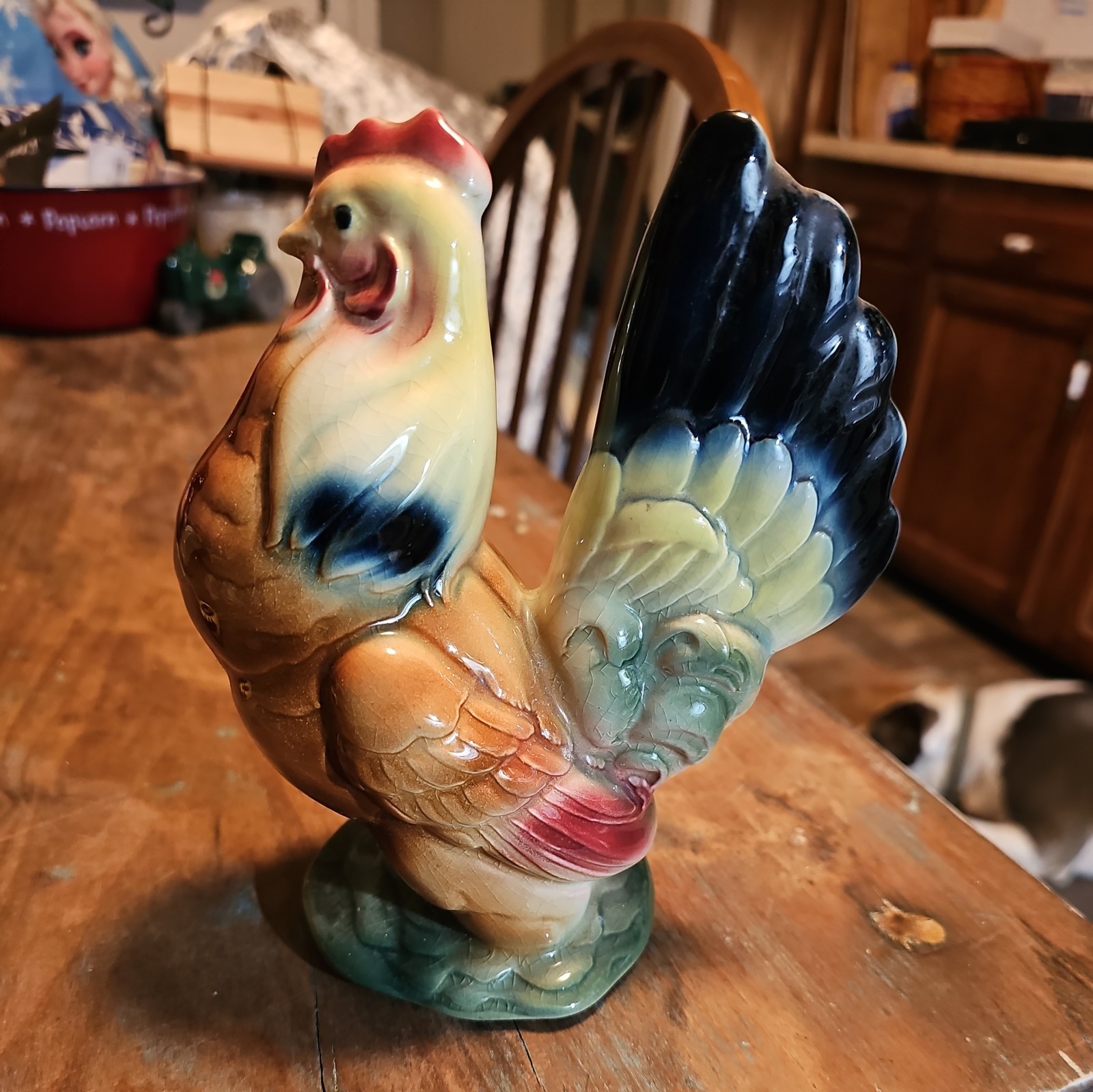 Vintage 1940's or 1950's Royal Copley Hen Figurine Size 7.5" Handpainted