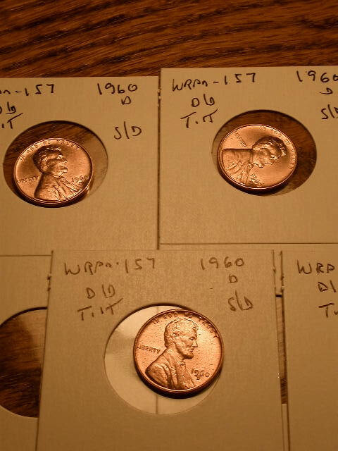 1960-D SD WRPM#157 D/D Tilted Ch/Gem BU/Uncirculated Red Lincoln Cent Error