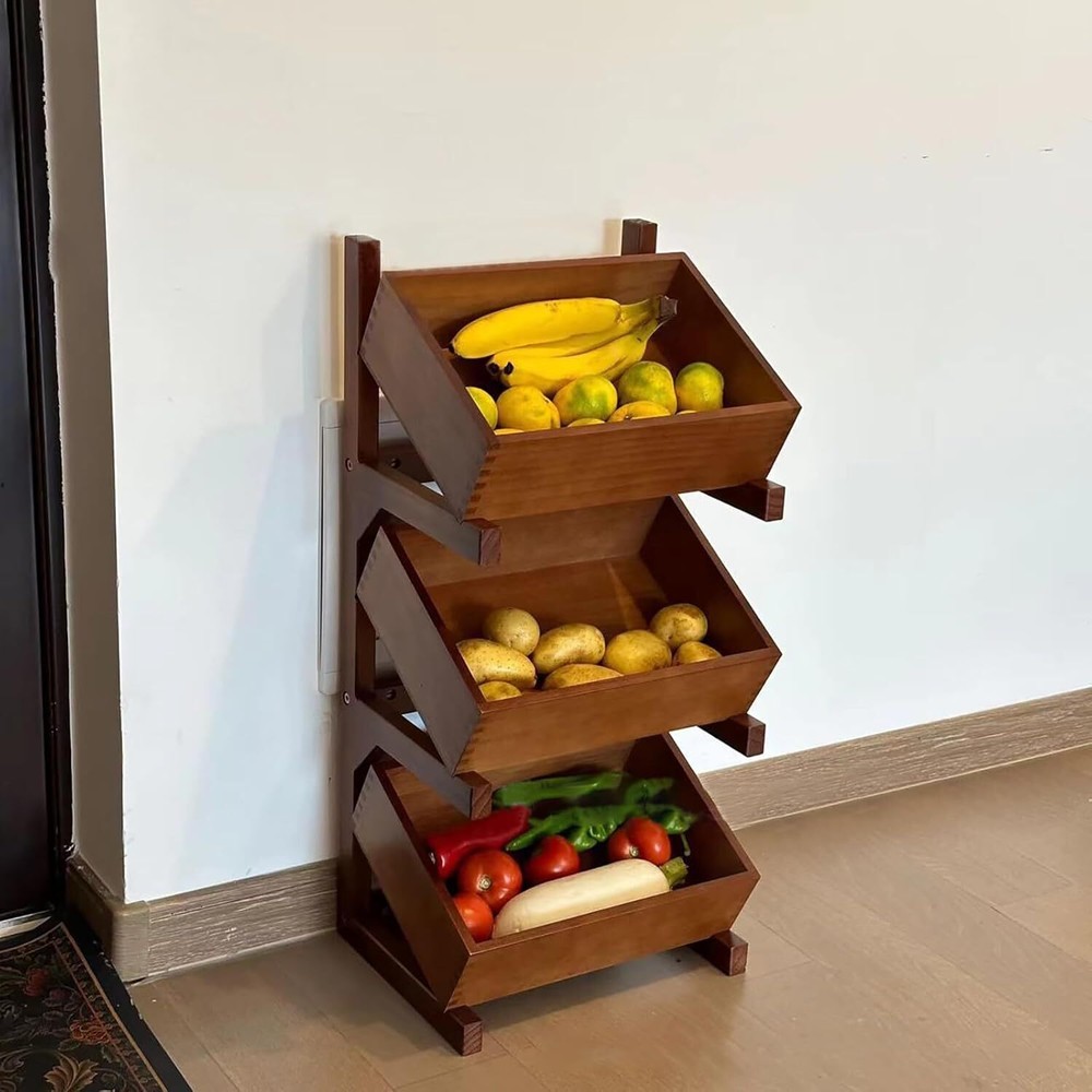 Fruit and Vegetable Storage Rack, 5-Tier Pull-Out Snack Stand Fruit Basket Stand
