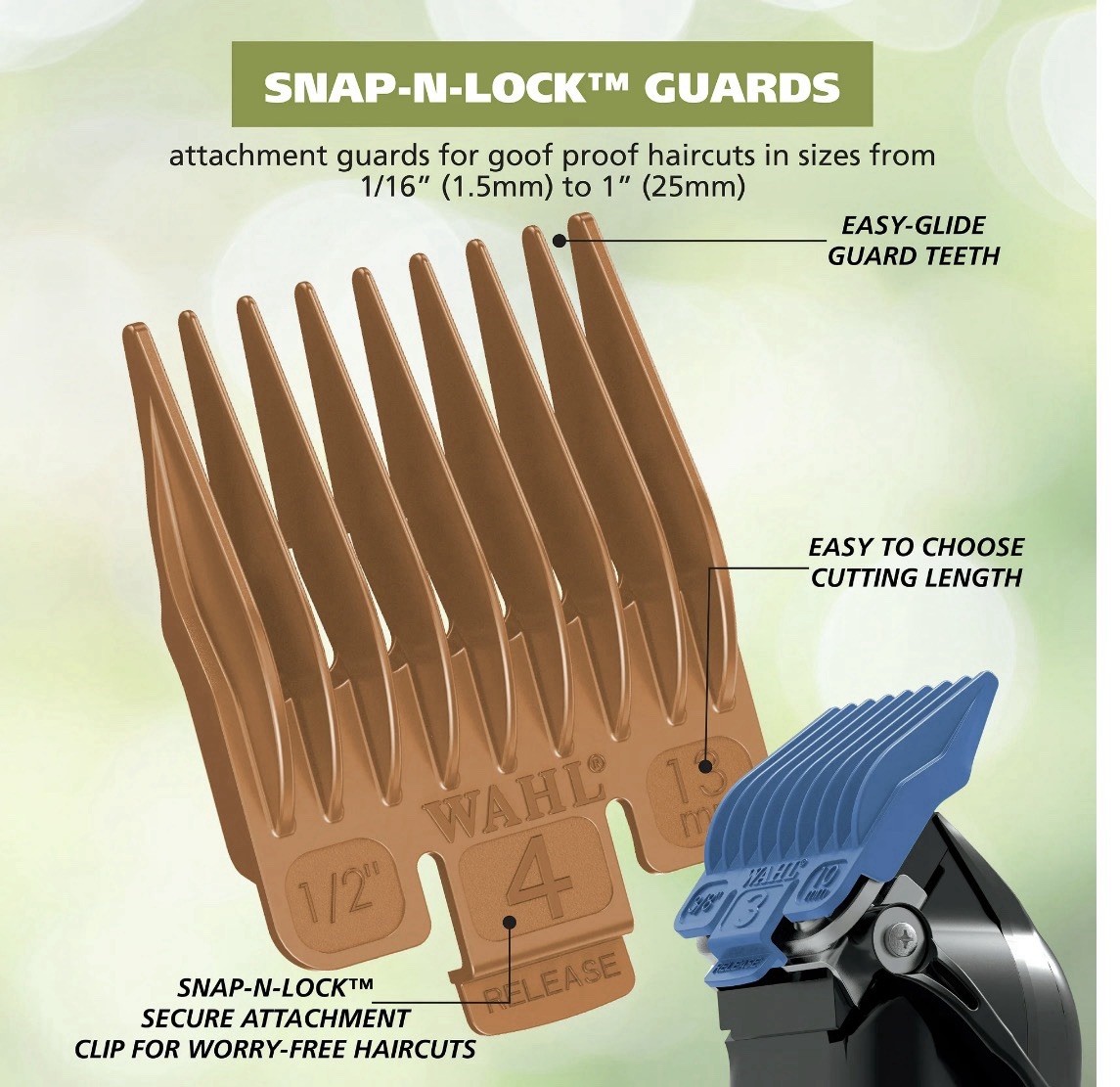 Wahl Color Pro Cordless Hair Clipper Rechargeable Color Coded Guide Haircut Kit