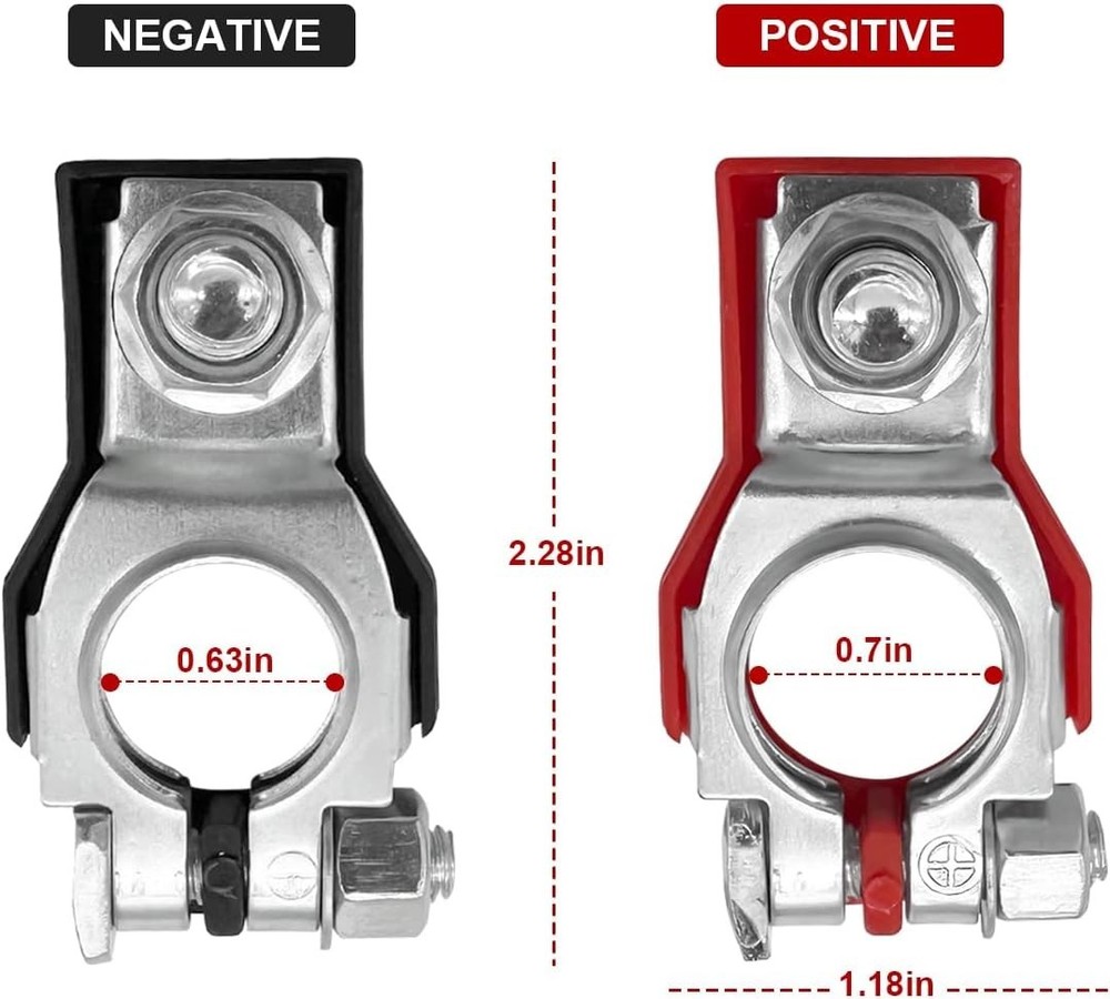 Easy-Install Corrosion-Resistant Battery Cable Terminals - Positive & Negative