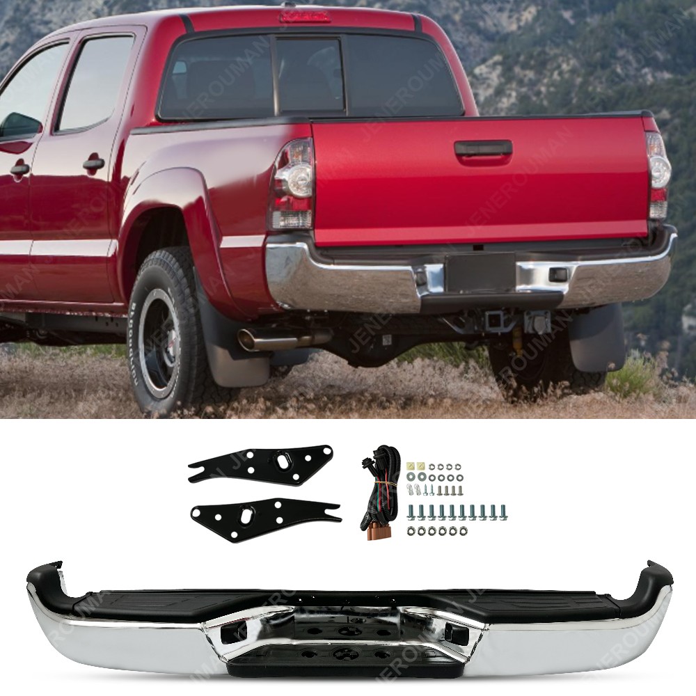 Chromed Rear Step Bumper Assembly Steel With Lights For 2005-2015 Toyota Tacoma