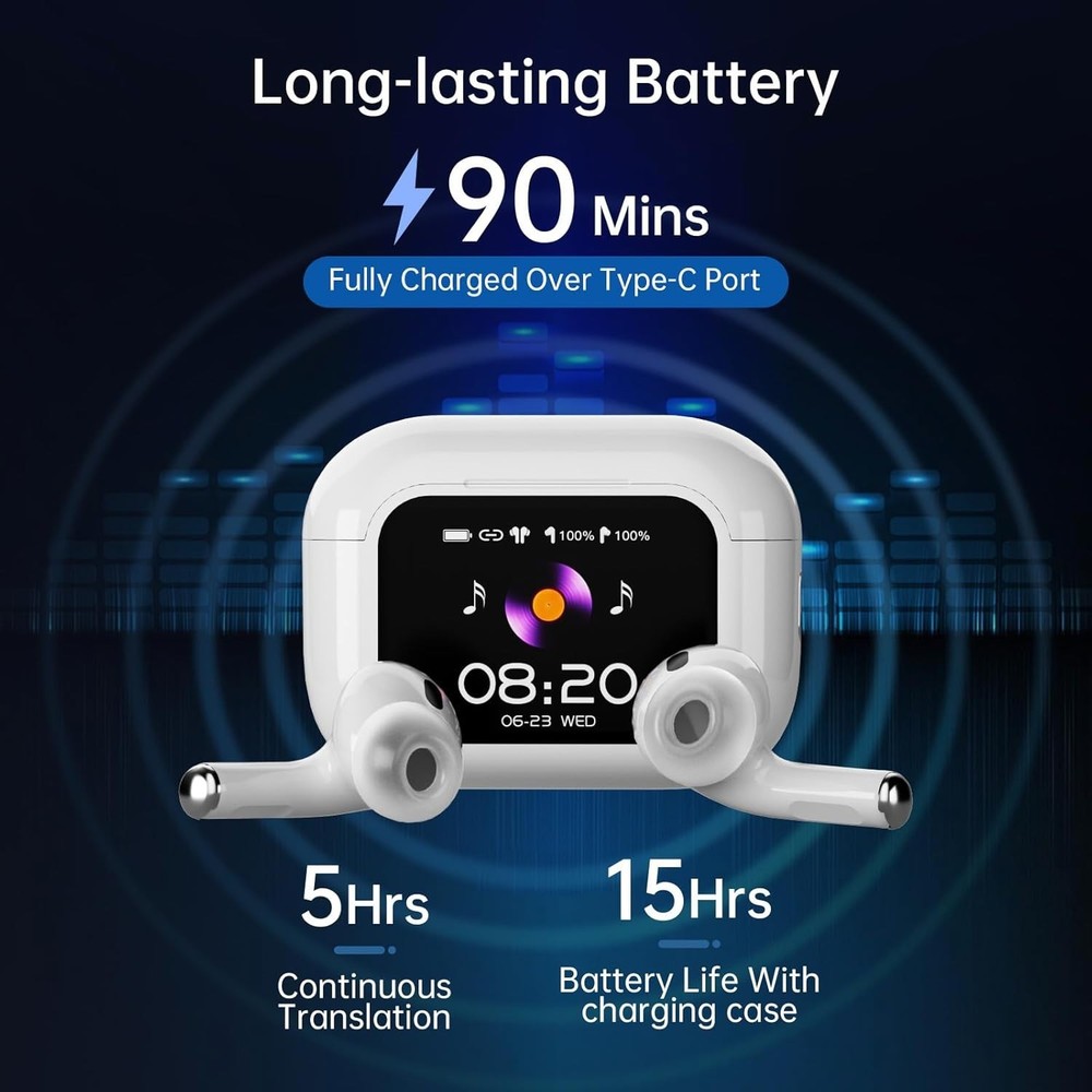 AI Language Translator Earbuds,144 Languages Bluetooth White