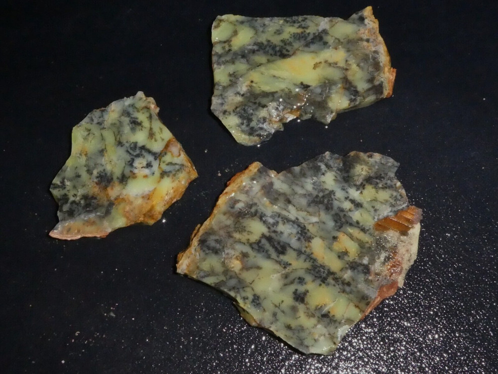 Dendtritic Opal 3 small pieces -rough -cabbing-display--NEW