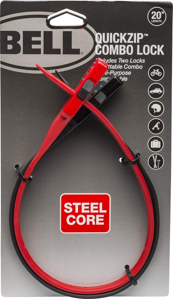 QuickZip 2 Pack Red Black Zip Tie Locks 21 Inches Resettable Combination Lock