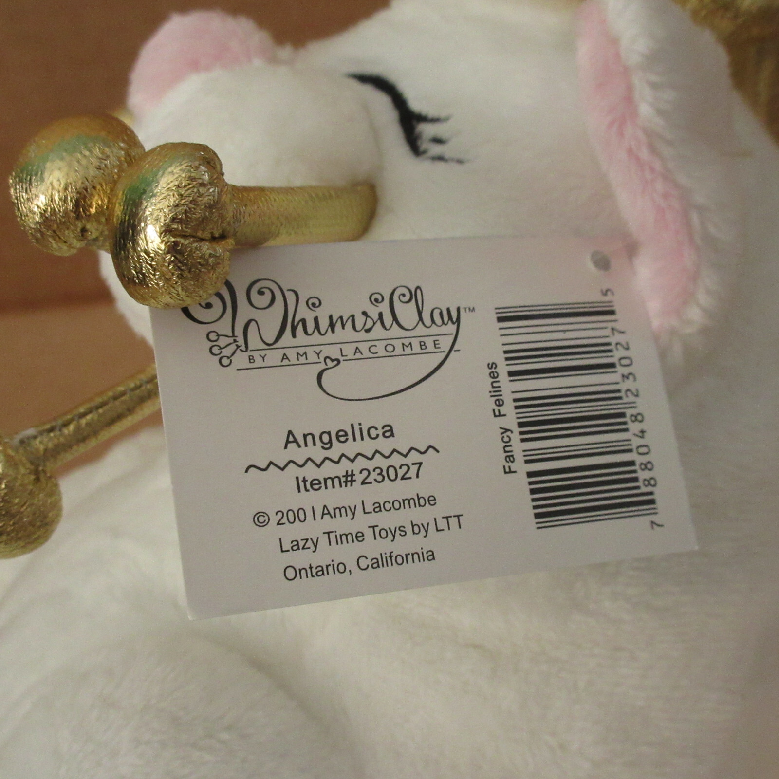 Vtg WhimsiClay Whimsy Clay Amy Lacombe ~10" ANGELICA Fancy Felines Plush Stuffed