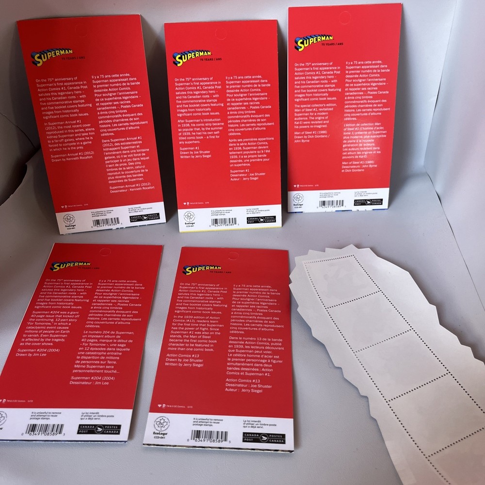 Canada Post Bundle Superman Stamp Books And Strip Super Hero Comic Book