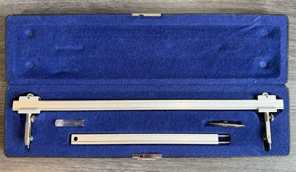 Teledyne Post Beam Compass Drafting Tool Set Original Case Germany 38JC-060